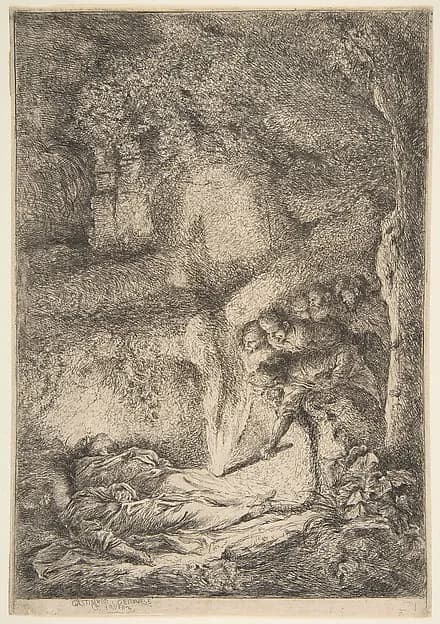 Finding the bodies of Saints Peter and Paul by Giovanni Benedetto Castiglione (Il Grechetto) depicting Matthew 4