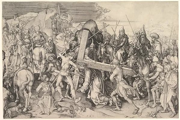 Christ Carrying the Cross by Martin Schongauer depicting Mark 15