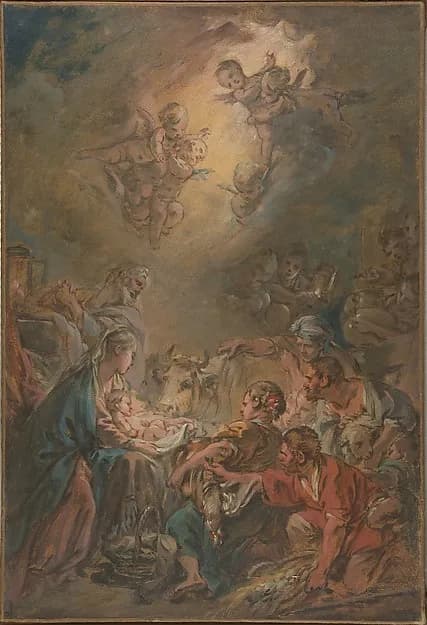 The Adoration of the Shepherds by François Boucher depicting Luke 2