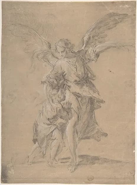 Tobias and the Angel by Anonymous, Spanish, 17th century depicting Tobit 6