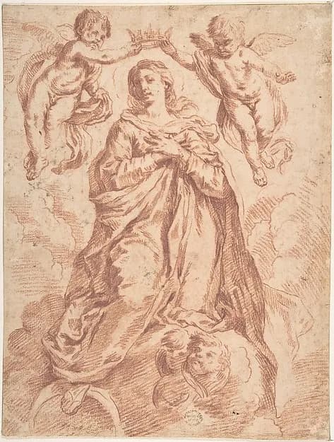Coronation of the Virgin by Anonymous, Spanish, 17th century depicting Luke 1