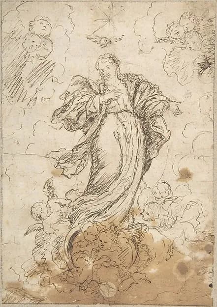 Virgin of the Immaculate Conception by Anonymous, Spanish, School of Seville, 17th century depicting Luke 1