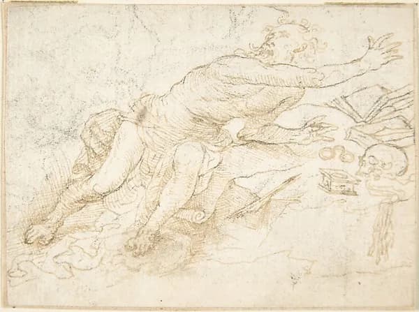 Awe-struck Saint Jerome by Anonymous, Spanish, School of Seville, 17th century depicting Romans 8