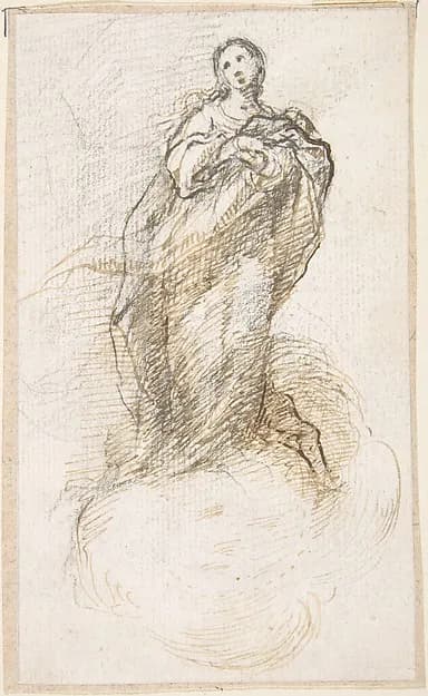 Virgin of the Immaculate Conception Standing on Clouds by Pedro  Duque Cornejo depicting Luke 1