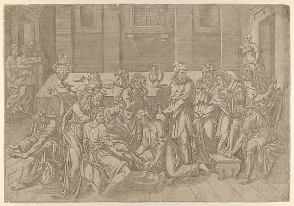 Christ Washing the Feet of his Disciples by Antonio Fantuzzi depicting John 13