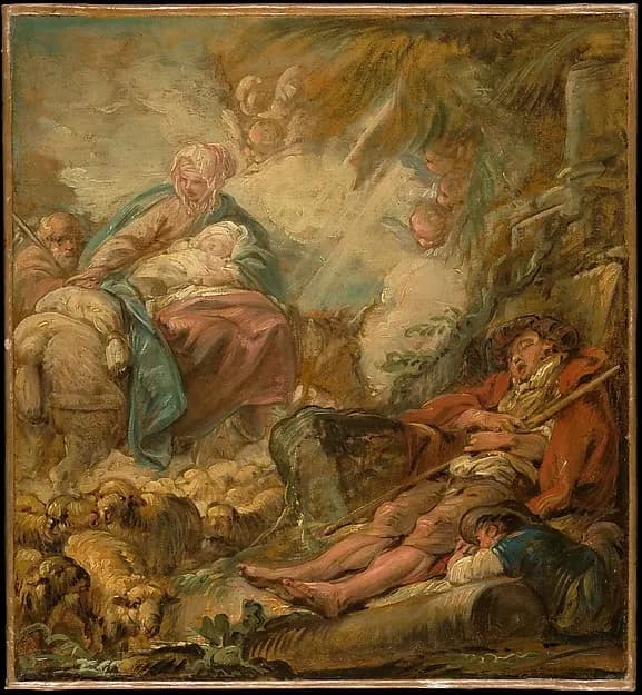 Shepherds Dreaming of the Flight into Egypt by Jean-Baptiste Deshays depicting Matthew 2
