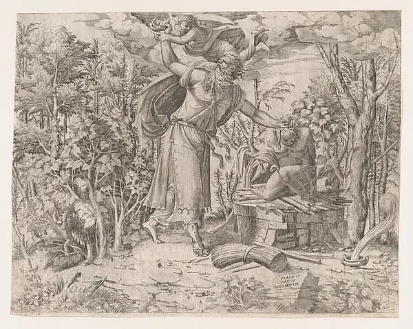 Abraham Sacrificing Isaac by Jean Mignon depicting Genesis 18