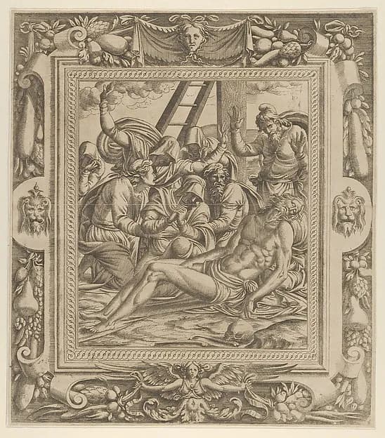 The Lamentation over Christ by Jean Mignon depicting Mark 15
