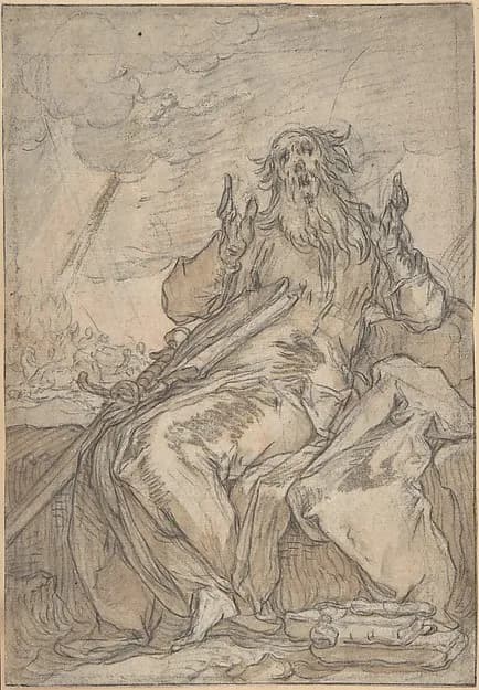 Saint Paul Seated, with his Conversion in the Background (recto); Figure Sketch (verso) by Abraham Bloemaert depicting Acts 9