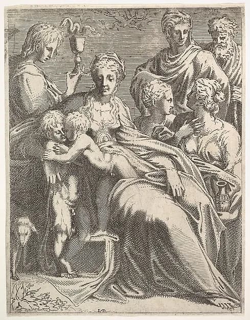 Virgin and Child with Saints by Léon Davent depicting Luke 2