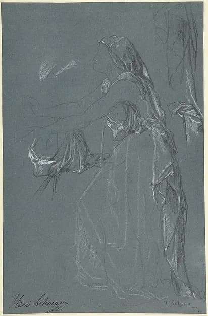 Study for the figure of Sarah in the now-lost painting, "Tobias Brings His Bride Sarah to the House of His Father, Tobit" by Henri Lehmann depicting Genesis 18