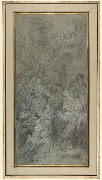 The Adoration of the Shepherds by François Le Moyne depicting Luke 2