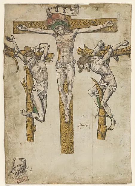 Fragments of a Crucifixion, with the Virgin Mary by Anonymous depicting Matthew 27