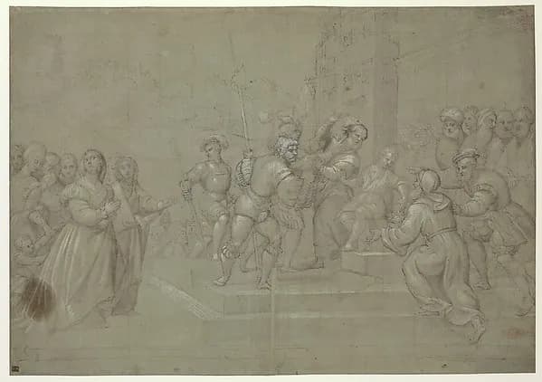 Susannah and the Elders before Daniel by Pomponio Amalteo depicting Daniel 2