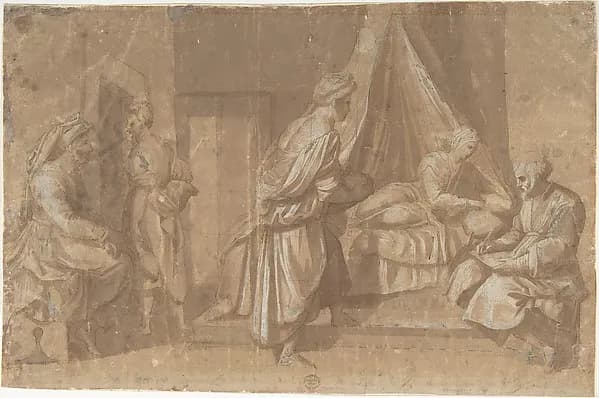 The Birth of Saint John the Baptist by Andrea del Sarto (Andrea d'Agnolo) depicting Matthew 3