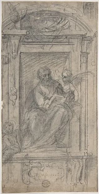 Saint Matthew Seated in a Niche by Fabrizio Boschi depicting Matthew 1