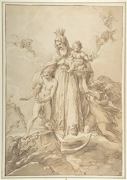 The Virgin Immaculate with the Christ Child by Giuseppe Cades depicting Luke 2