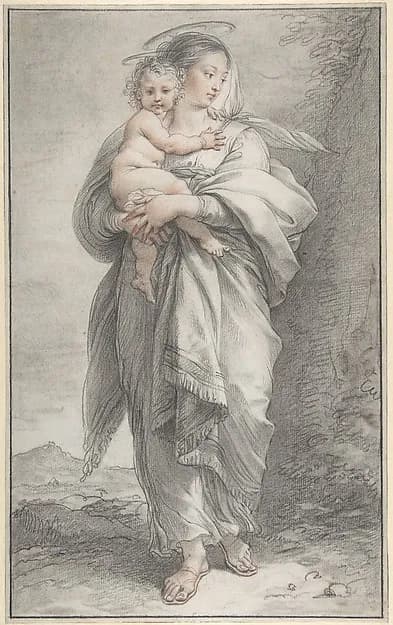 Virgin and Child by Giuseppe Cades depicting Luke 2
