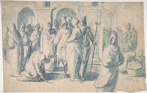 Christ and the Woman Taken in Adultery by Belisario Corenzio depicting John 1