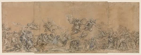 Study for Angels Sealing the Foreheads of the Children of Israel in Saint Peter's Basilica by Pietro da Cortona (Pietro Berrettini) depicting Matthew 4