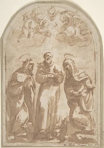Saint Louis of France, Saint Francis, and a Female Monastic Saint by Pietro Damini (Pietro Damini da Castelfranco) depicting Matthew 5