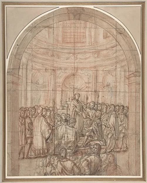 The Swearing In of a Knight of the Tuscan Order of Saint Stephen (or Malta) by Anonymous, Italian, 17th century depicting Acts 7