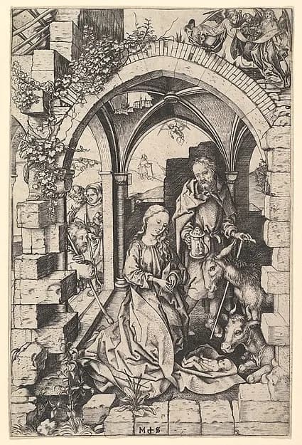 The Nativity by Martin Schongauer depicting Luke 2