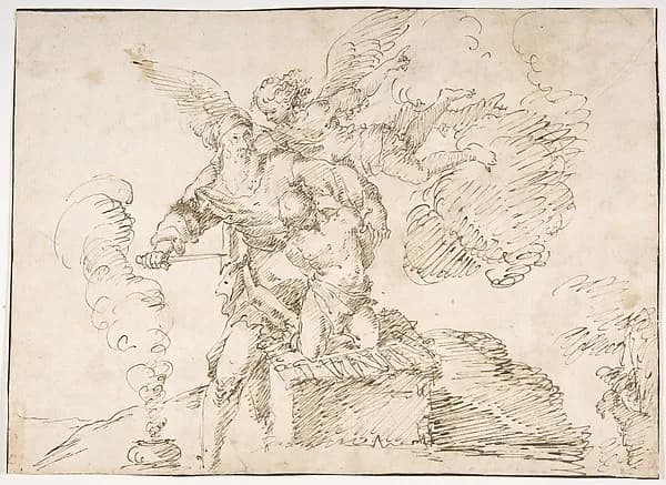Abraham about to Sacrifice Isaac by Francesco Fracanzano depicting Genesis 18