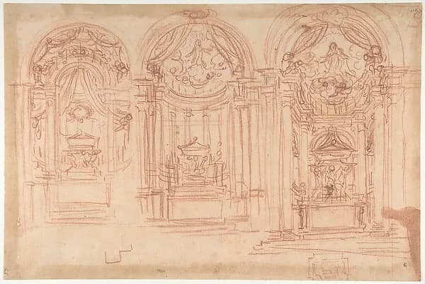 Design for a Catafalgue Used on the Occasion of the Canonization of Saint Mary Magdalen de' Pazzi, Florence, 1669 by Baldassarre Franceschini (il Volterrano) depicting Luke 7