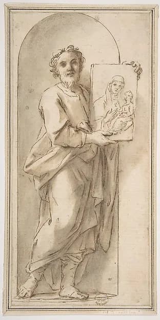 Saint Luke Holding a Painting of the Virgin and Child by Marcantonio Franceschini depicting Luke 1