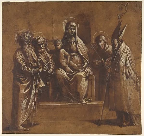 The Virgin and Child with Saints by Girolamo da Treviso depicting Luke 2