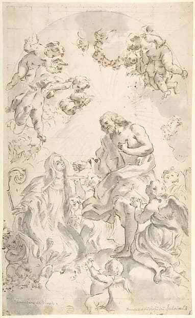 Christ Giving the Host to a Holy Abbess (after Gaulli) by Giovanni Battista Gaulli (Il Baciccio) depicting John 1