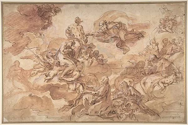 Saint Joseph Presented by the Virgin to the Holy Trinity by Corrado Giaquinto depicting Matthew 28