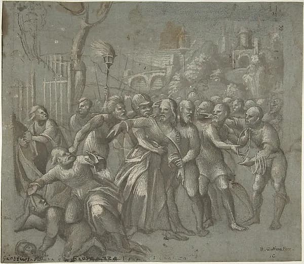 The Arrest of Christ by Niccolò Giolfino depicting Matthew 26