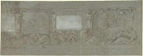 Design for a Wall Decoration with the Sacrifice of Abraham and the Flight into Egypt by Giovanni Lanfranco depicting Genesis 18