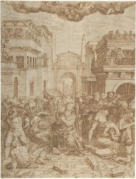 Martyrdom of Saint Catherine of Alexandria by Bernardino Lanino depicting Romans 8