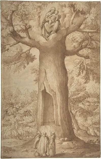 The Beech Tree of the Madonna at La Verna by Jacopo Ligozzi depicting Luke 2