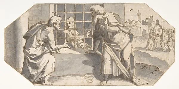 Saint John the Baptist in Prison Sends His Disciples to Question Jesus by Ermenegildo Lodi depicting Matthew 11