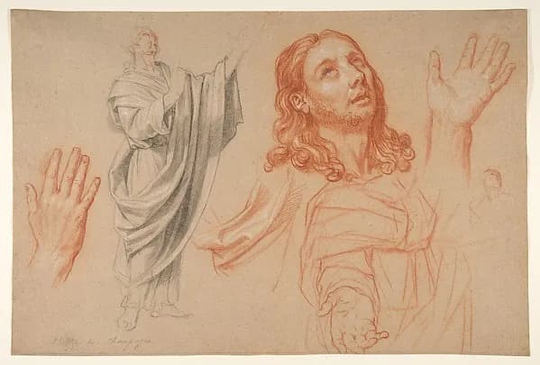 Studies for "The Conversion of the Jailer before Saint Paul and Silas" by Nicolas de Plattemontagne depicting Acts 9