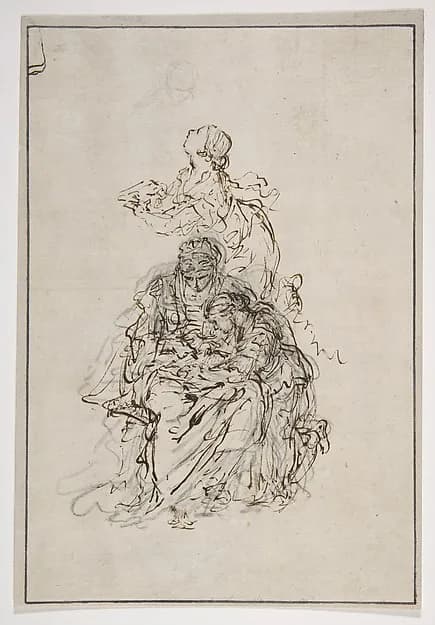 Studies for an Education of the Virgin: Saint Anne Teaching the Virgin to Read by Sebastiano Ricci depicting Luke 1