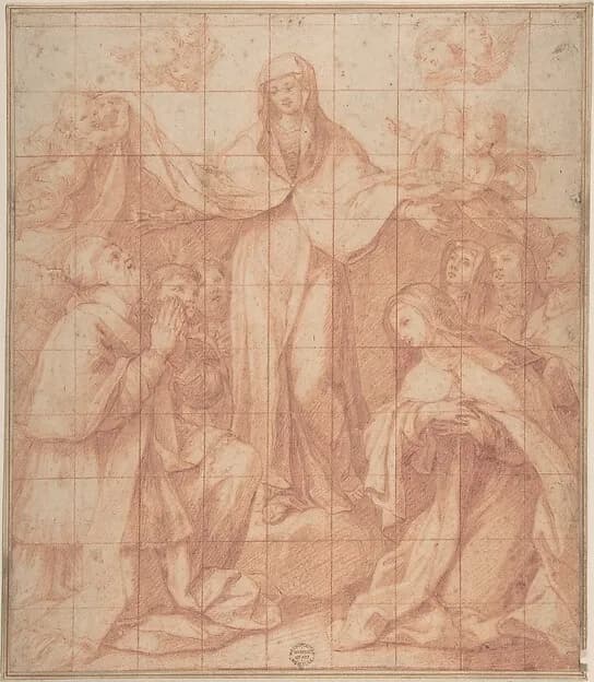 Madonna of Mercy by Anonymous, Italian, Roman-Bolognese, 17th century depicting Luke 2