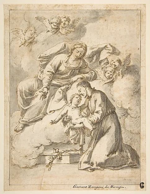 Saint Cajetan of Thiene Holding the Infant Jesus by Gaetano Gherardo Zompini depicting Luke 1