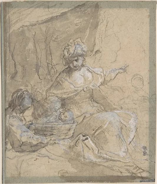 The Finding of Moses by Anonymous, Italian, Roman-Bolognese, 17th century depicting Exodus 2