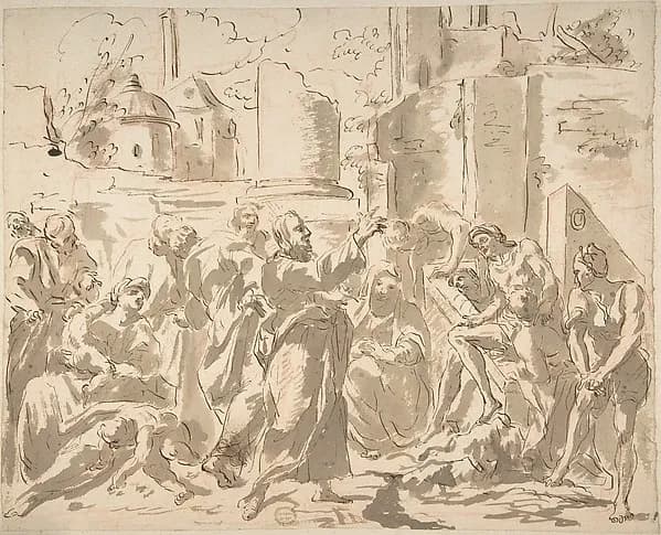 Christ Preaching by Anonymous, Italian, Roman-Bolognese, 17th century depicting John 1