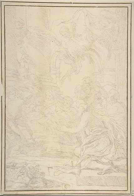 The Adoration of the Shepherds by Anonymous, Italian, Roman-Bolognese, 17th century depicting Luke 2