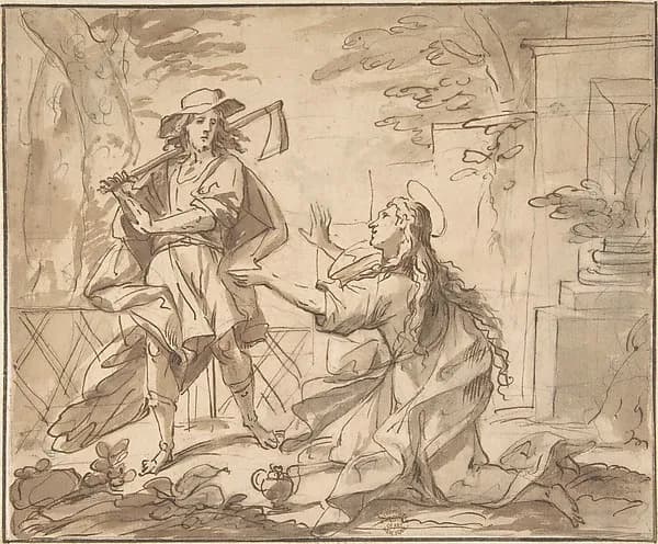 Christ and Mary Magdalen in the Garden by Anonymous, Italian, Roman-Bolognese, 17th century depicting Luke 7