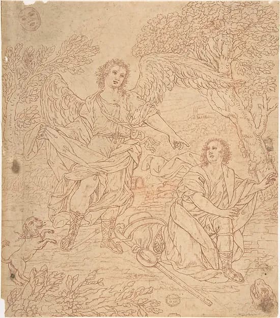Tobias and the Angel by Anonymous, Italian, Roman-Bolognese, 17th century depicting Tobit 6