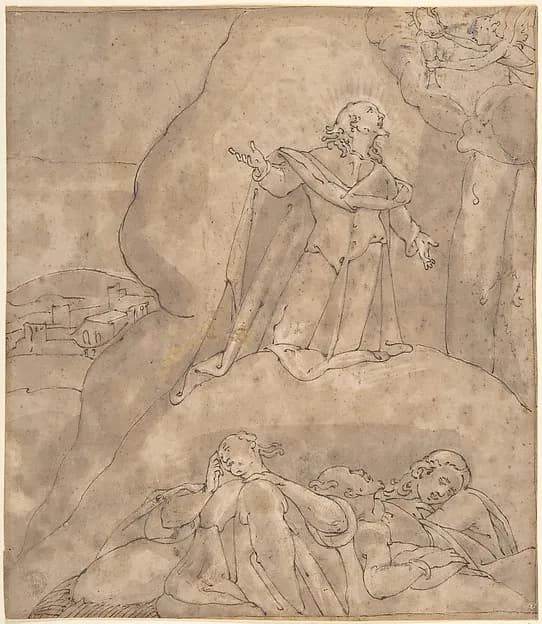The Agony in the Garden by Anonymous, Italian, 16th century depicting Matthew 26