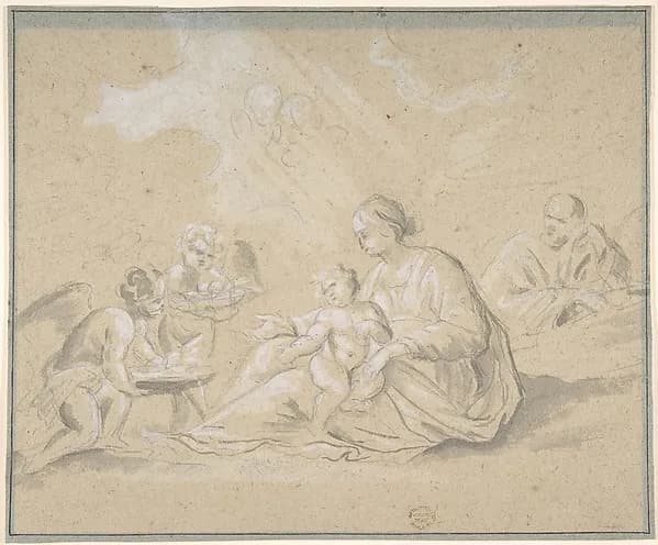 Rest on the Flight into Egypt by Anonymous, Italian, Roman-Bolognese, 17th century depicting Matthew 2