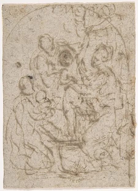 Madonna and a Group of Saints by Anonymous, Italian, 16th century depicting Luke 2